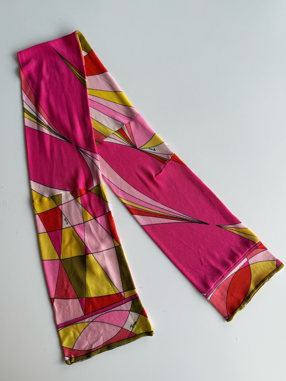 Vintage 60s 70s Mod Scarf Pink Geometric Pucci Style Psychedelic Stretch